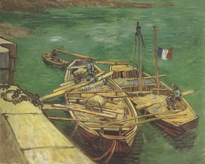Vincent Van Gogh Quay with Men Unloading Sand Barges (nn04) China oil painting art